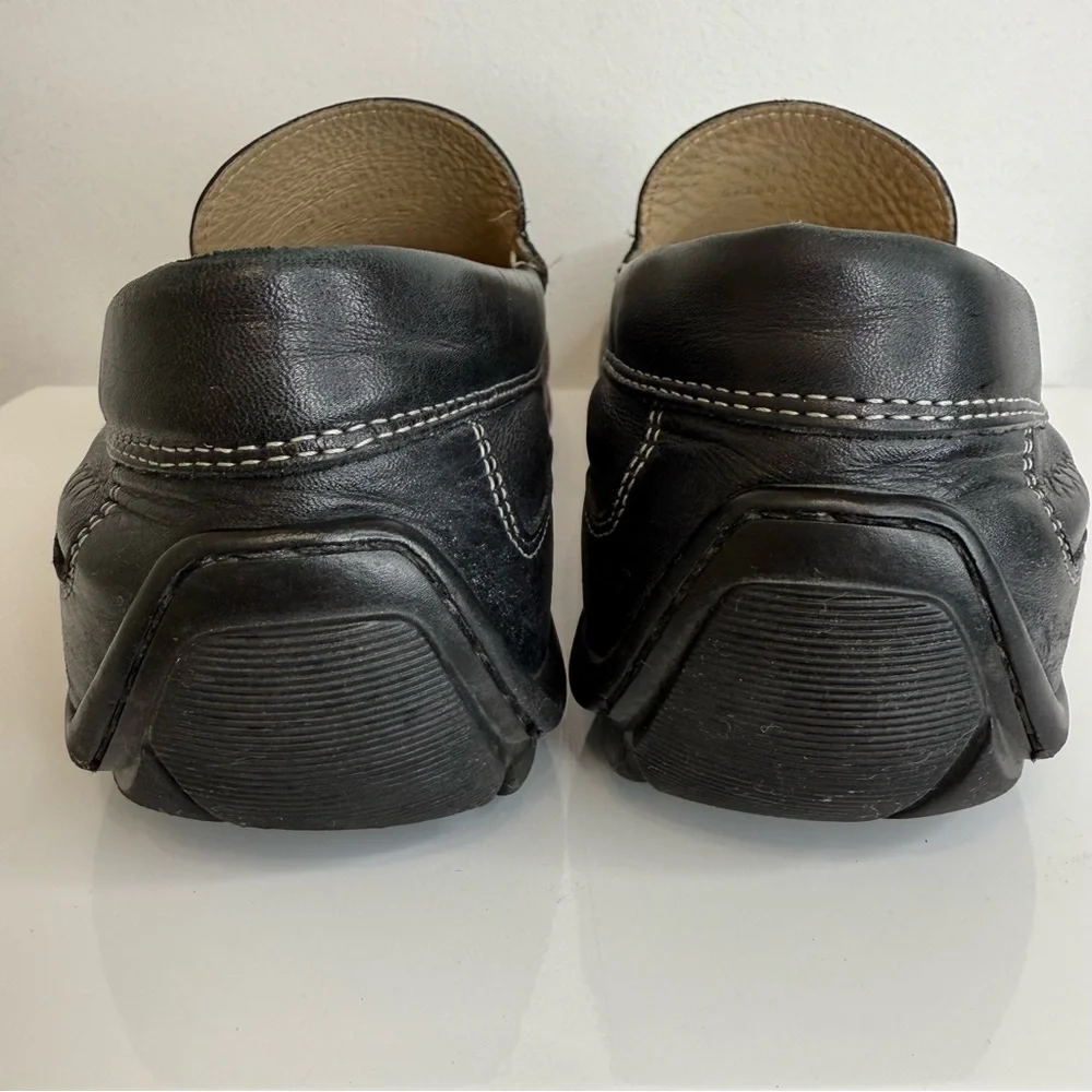 Ecco Black Leather Classic Moc Toe Leather Loafer Shoe Slip On Men Size 42 8-8.5